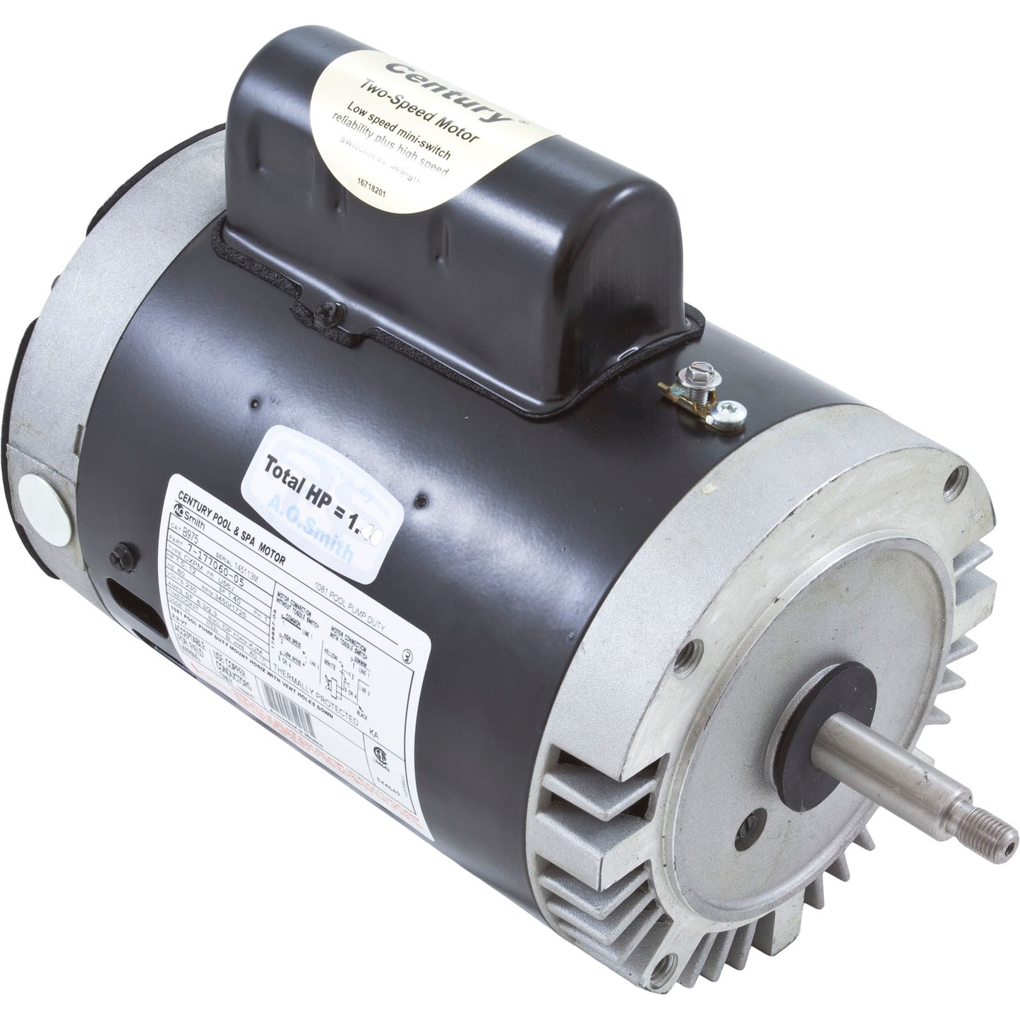 Motor, Century,1.0hp,230v,2-Spd,56Jfr,C-Face Thd