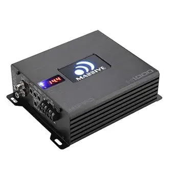 Massive Audio H1000 | 1050 Watt RMS / 2100w Max 1 Ohm Stable Mono Block Hippo Series High Performance Amplifier with Bass Remote