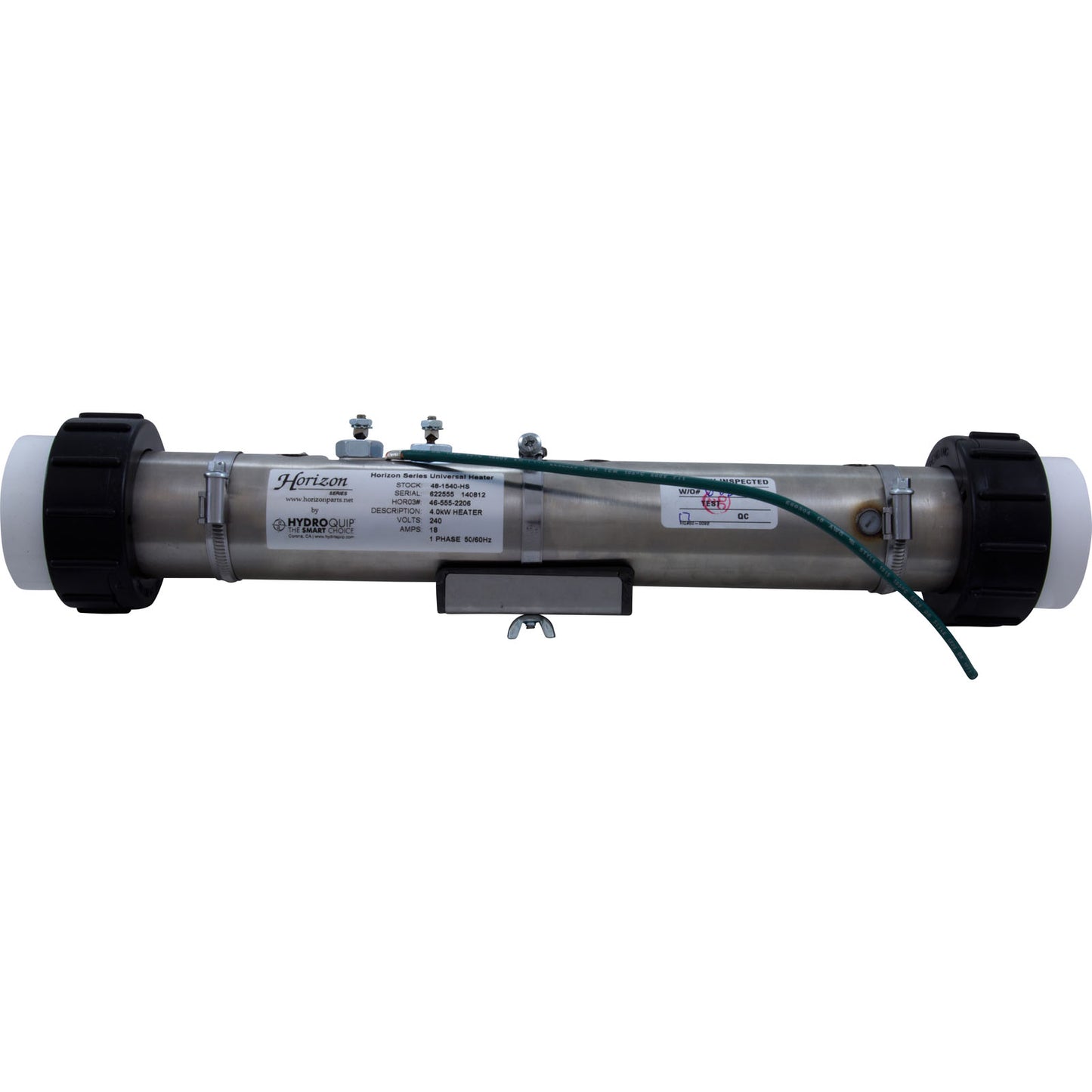 Heater, FloThru, Universal,15" x 2", 230v,4.0kW, w/Union