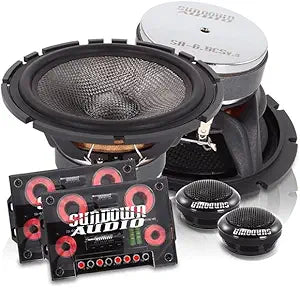 Sundown Audio SA-6.5CS v.3 6.5" 2-Way Component Car Speakers - 125W RMS (Pair) - Silk Dome Tweeters, Carbon Fiber Cone Midrange, Cast Aluminum Frame, 24dB Crossover, Adjustable Level for Smooth Audio