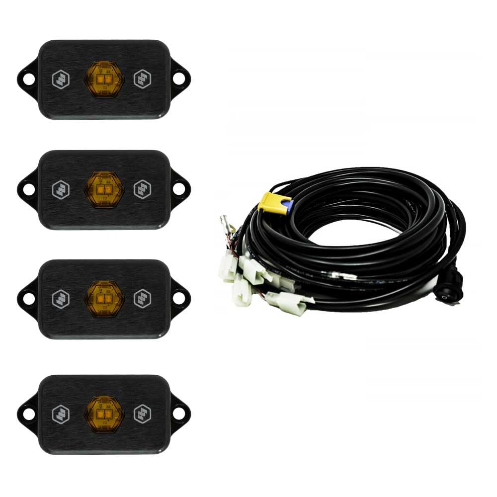 Baja Designs 4 Piece Rock Light Kit Universal Amber - 447056