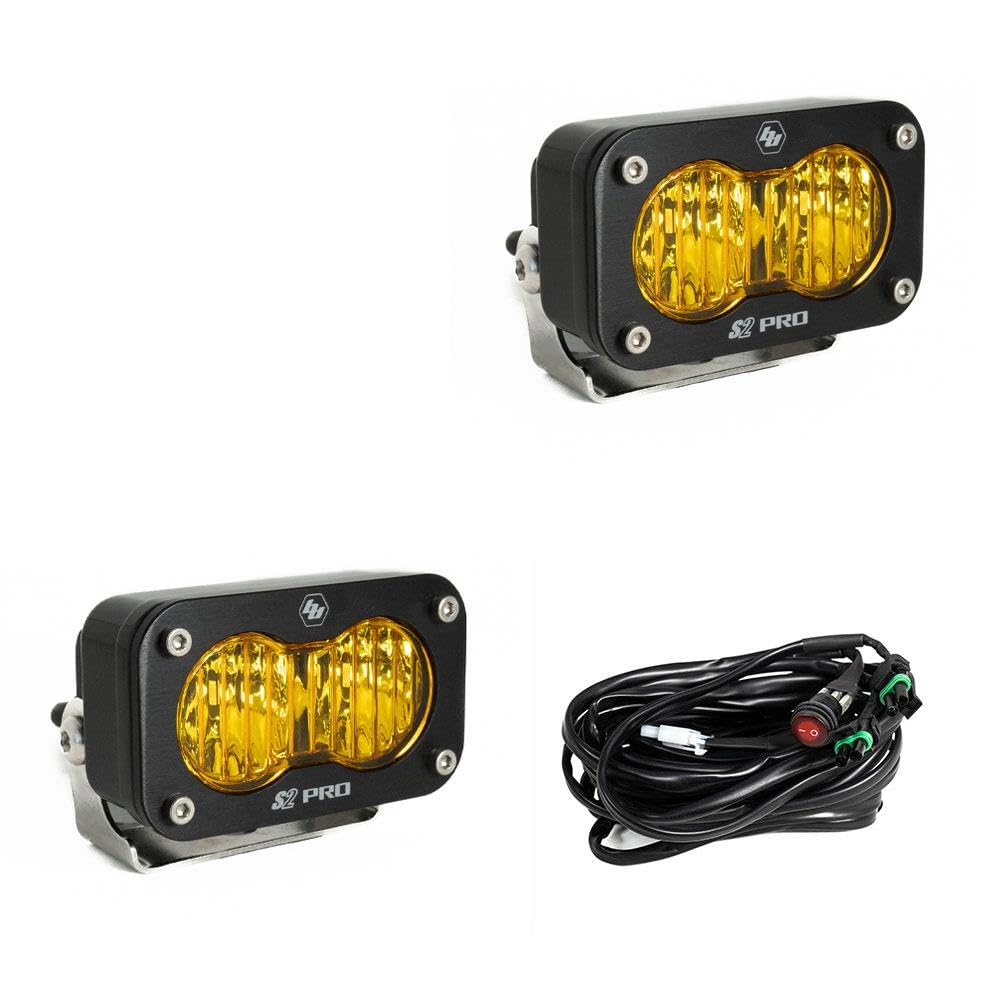 Baja Designs S2 Pro Black LED Auxiliary Light Pod Pair(wide Cornering;amber) - 487815