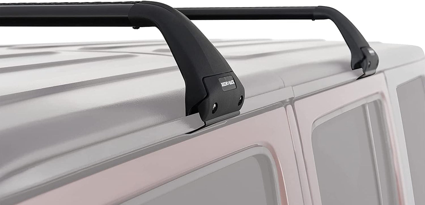 Rhino-Rack Roof Rack Compatible with Jeep Wrangler Unlimited JK JL JT Gladiator 4 Door Hard Top, Gutter Mount, Powder Coated Aluminum Vortex Bars, High Strength Glass Filled Nylon Legs, Black (SG59)