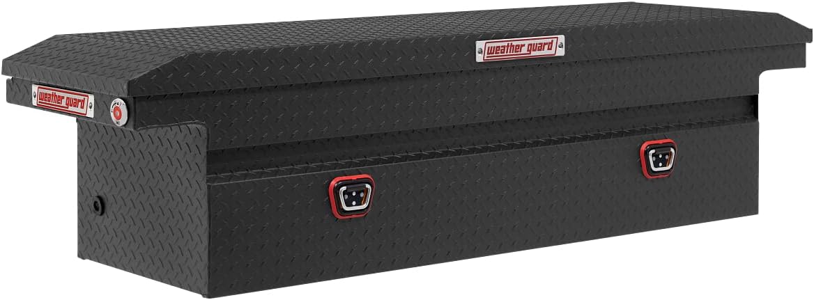 Weather Guard Model 121-52-04 Saddle Truck Box, Aluminum, For Full Size Trucks, Low Profile, Textured Matte Black, 11.0 cu ft capacity