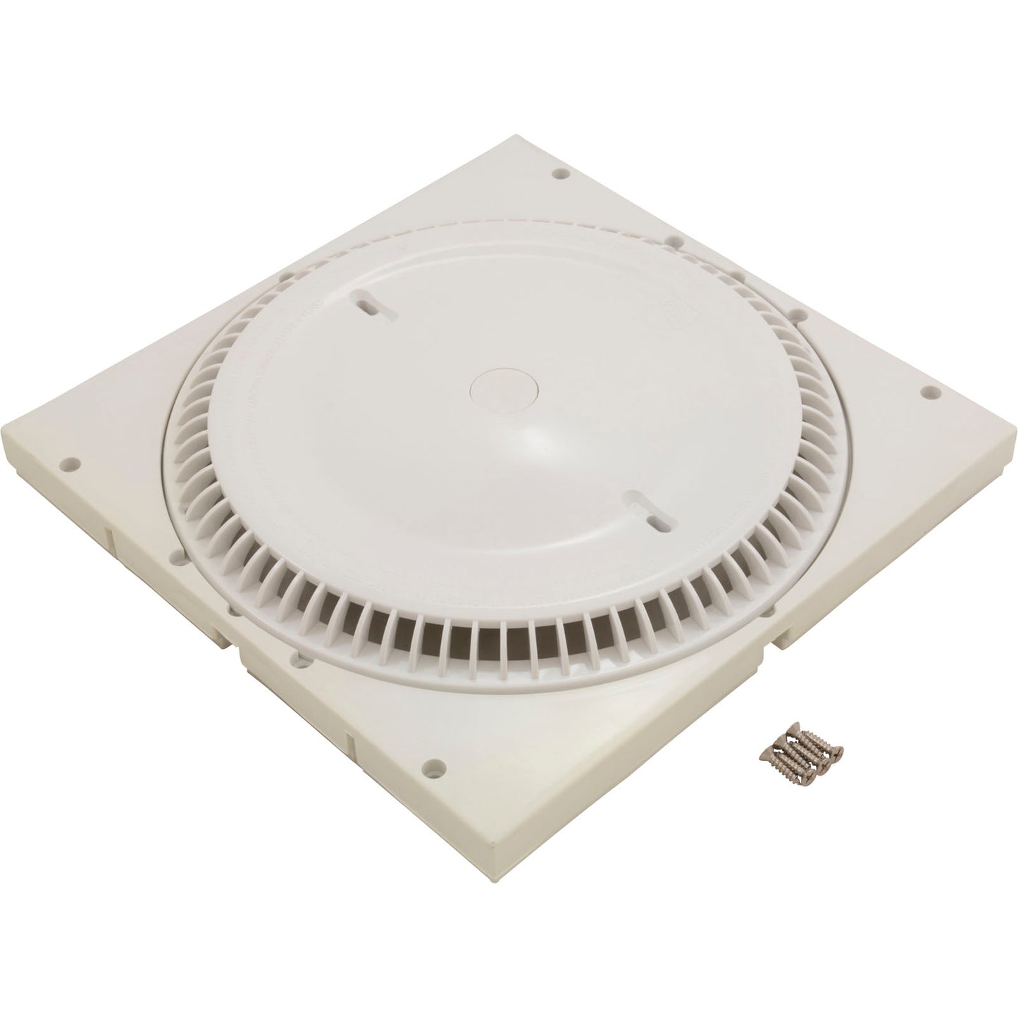 Main Drain Grate, Afras, 12" x 12" Square, w/SS Screws, Wht