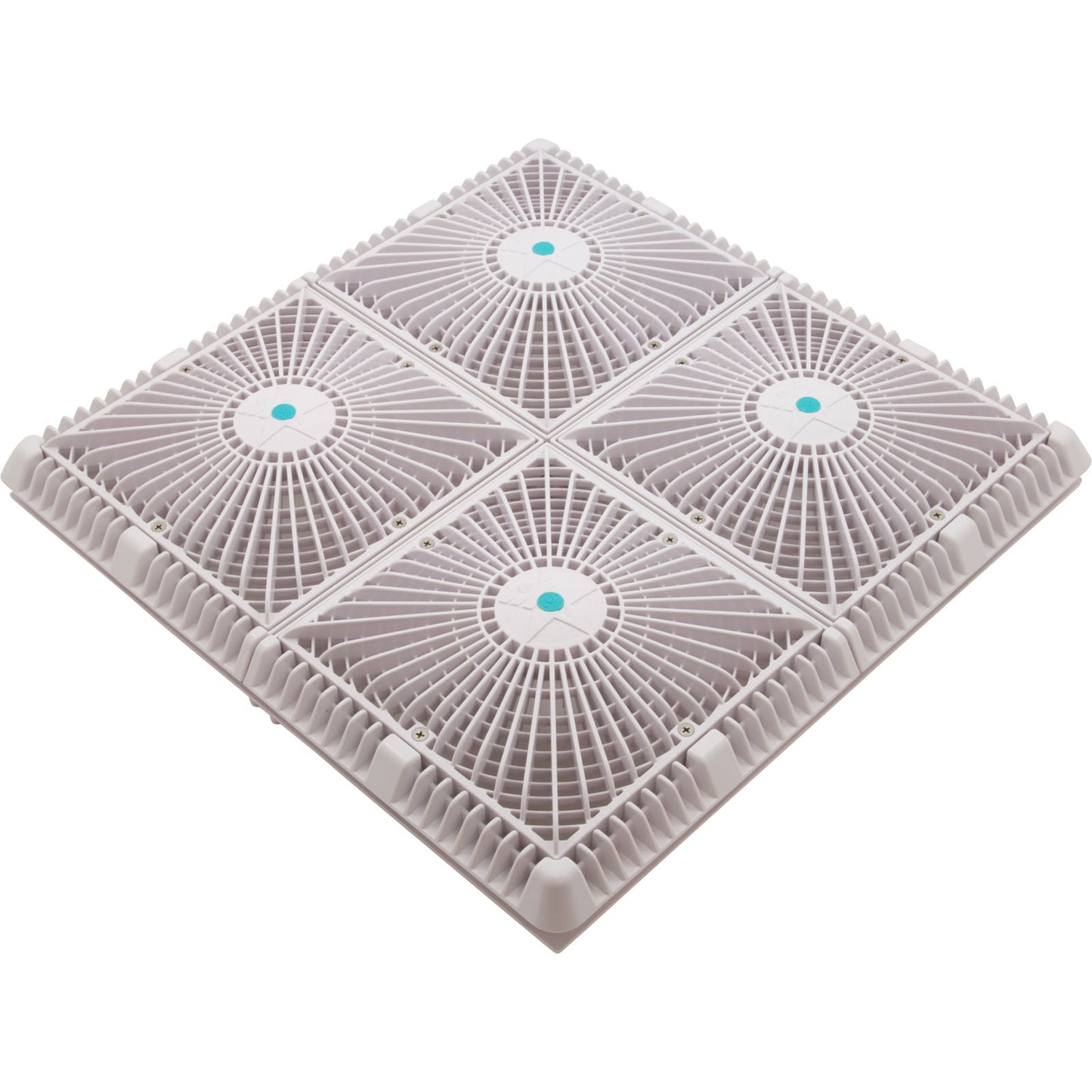 Main Drain Cover, Aquastar Star,18" Square(4x9),w/Fr,Wht,VGB