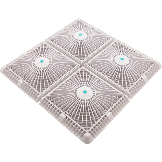 Drain Cover, Aquastar Star,18" Square(4x9),w/Risers,Wht,VGB