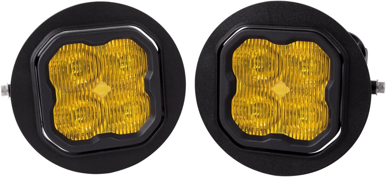 Diode Dynamics SS3 SAE/DOT Type FT Fog Light Kit compatible with Ford, F150, Toyota, Tacoma/Tundra/Sequoia/Viper, Yellow SAE Fog Pro with Backlight