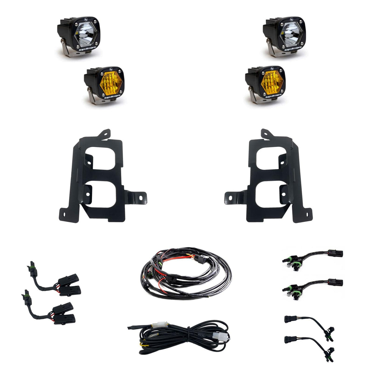 Baja Designs 2022 Sierra 2500HD/3500HD S1 Dual Fog Pocket Kit Wide CORNERING/SPOT/BAJA Amber - 447849
