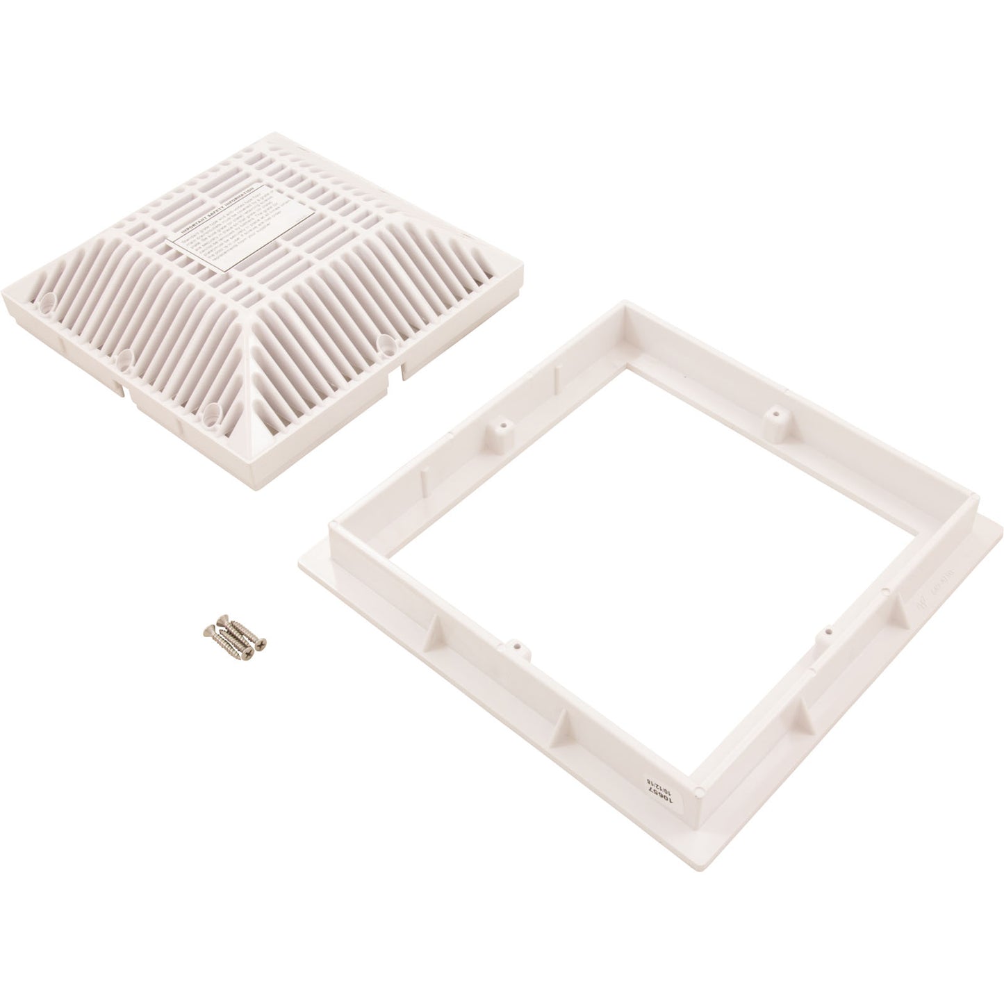 Drain Grate, Waterway 9" x 9", w/ Frame, White, 2008 VGB