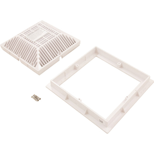 Drain Grate, Waterway 9" x 9", w/ Frame, White, 2008 VGB
