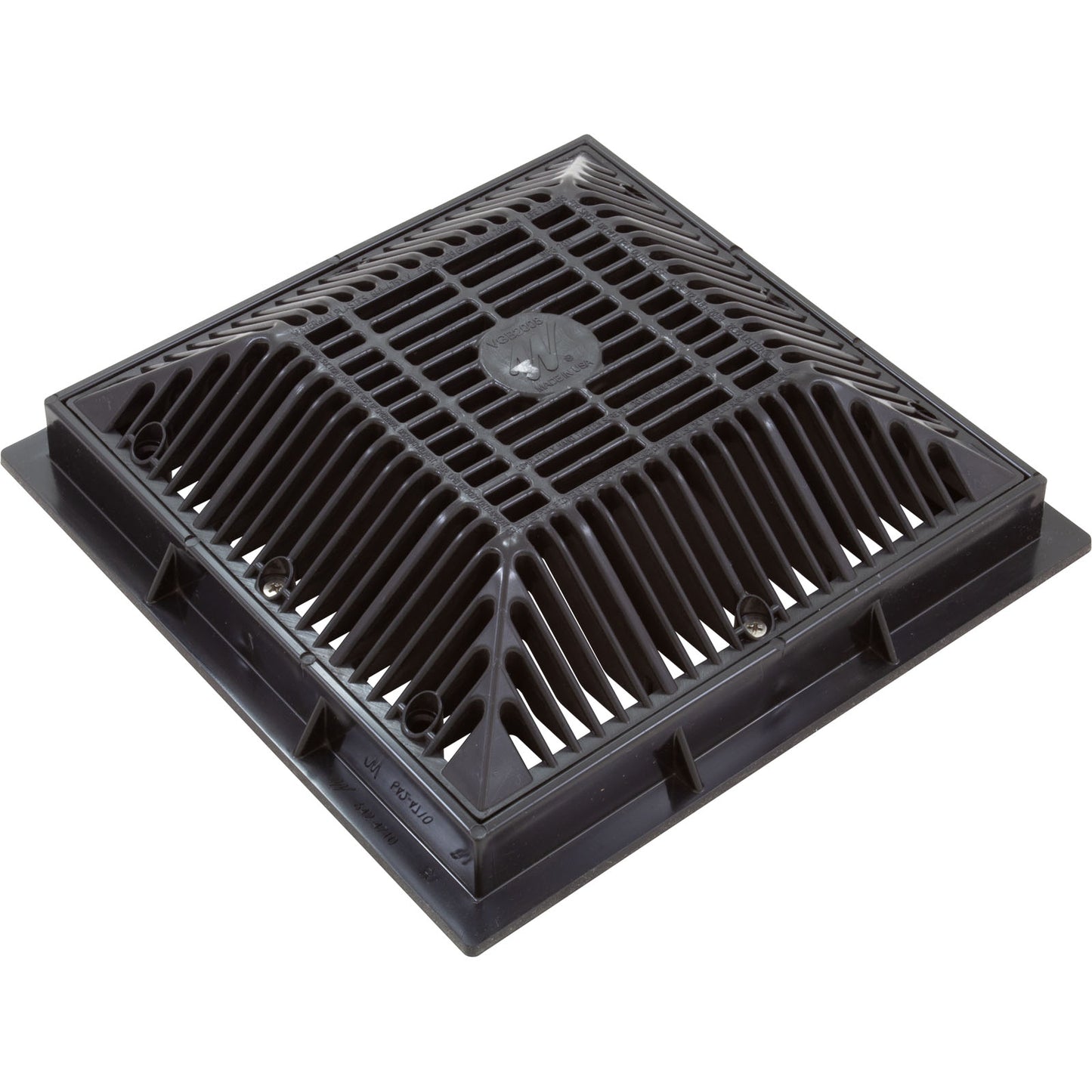 Drain Grate, Waterway 9" x 9", w/ Frame, Black, 2008 VGB