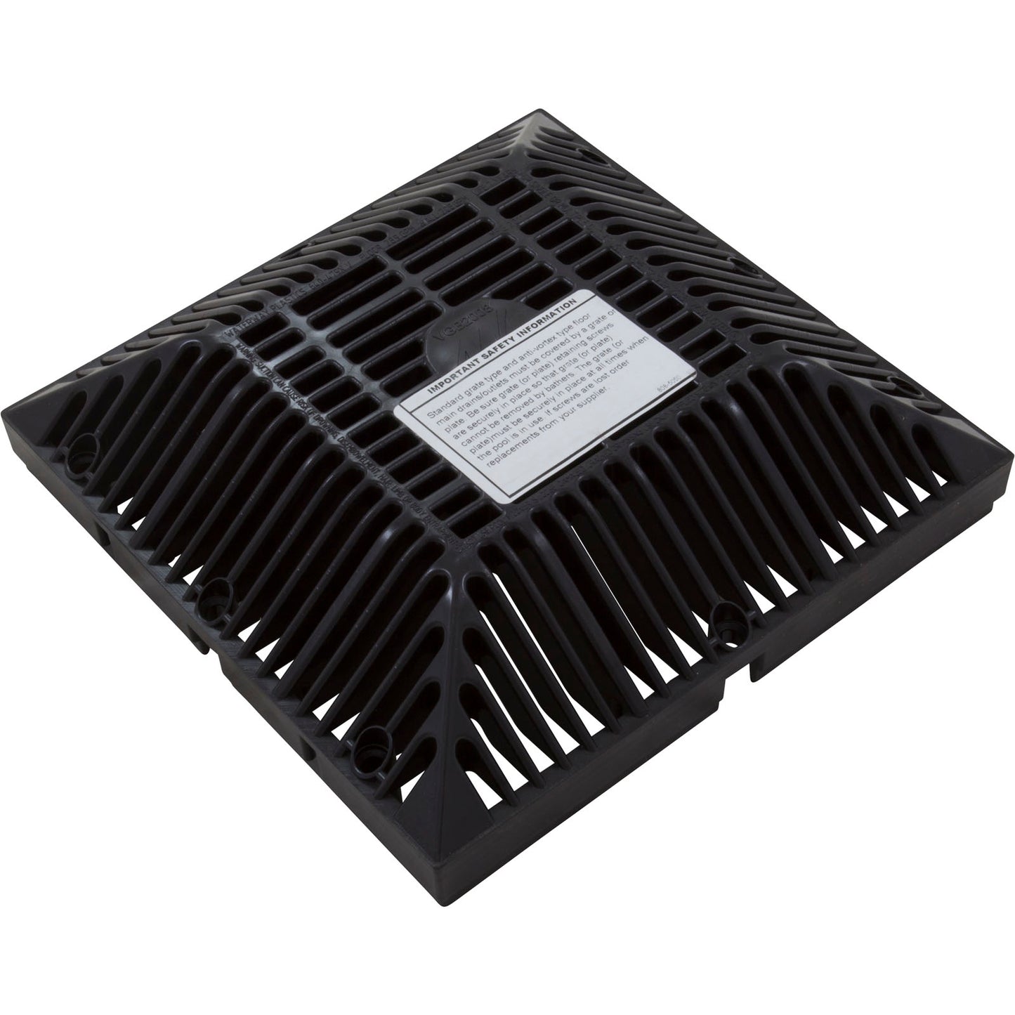 Drain Grate, Waterway, 9" x 9" Square, Black