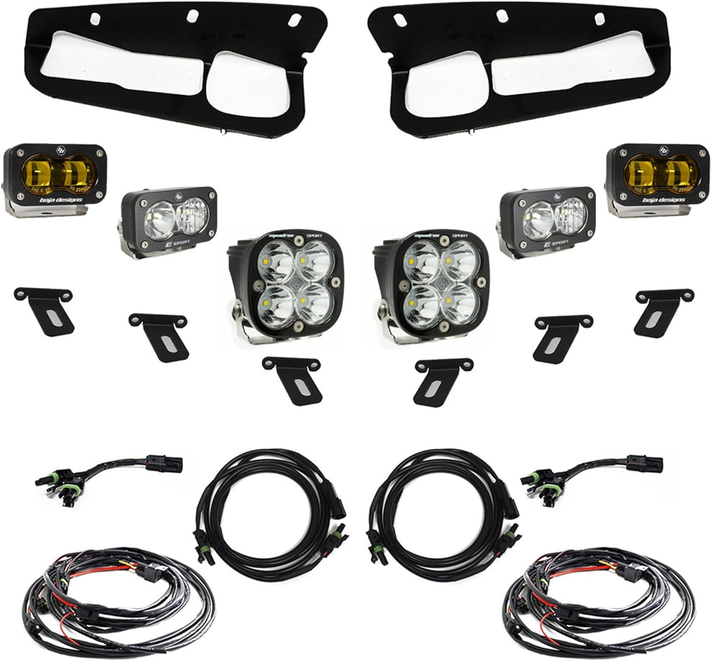 Baja Designs S2 SAE Sportsmen Fog Pocket Light Kit for Ford Bronco 2021+ Steel Bumper, Upfitter Harness, 6 PCS LED (Amber)