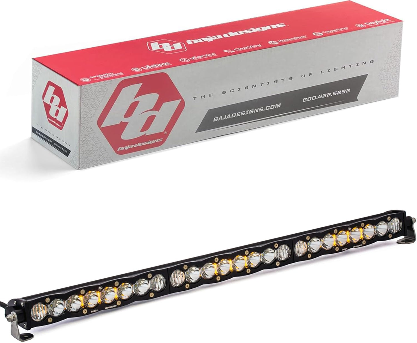 Baja Designs S8 30" LED Light Bar with Amber Backlight - Off-Road Lighting for Jeeps, Trucks, 4x4, UTV & Overlanding - Driving/Combo Beam, Baja Amber Lens