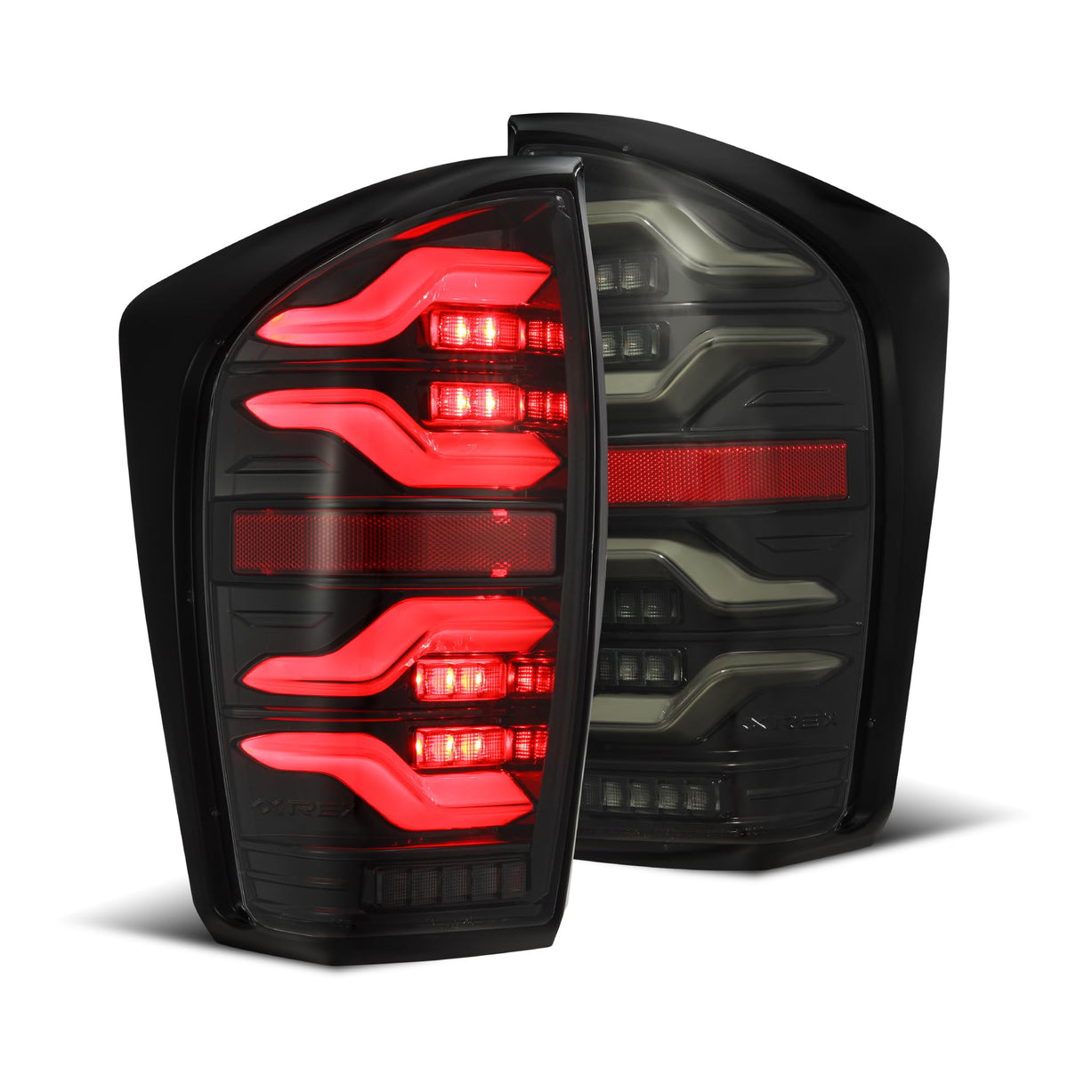 AlphaRex USA 1623 Tacoma Luxxseries LED Tail Lights Alphablack with Activation Light & Seq Signal Amber - 680080