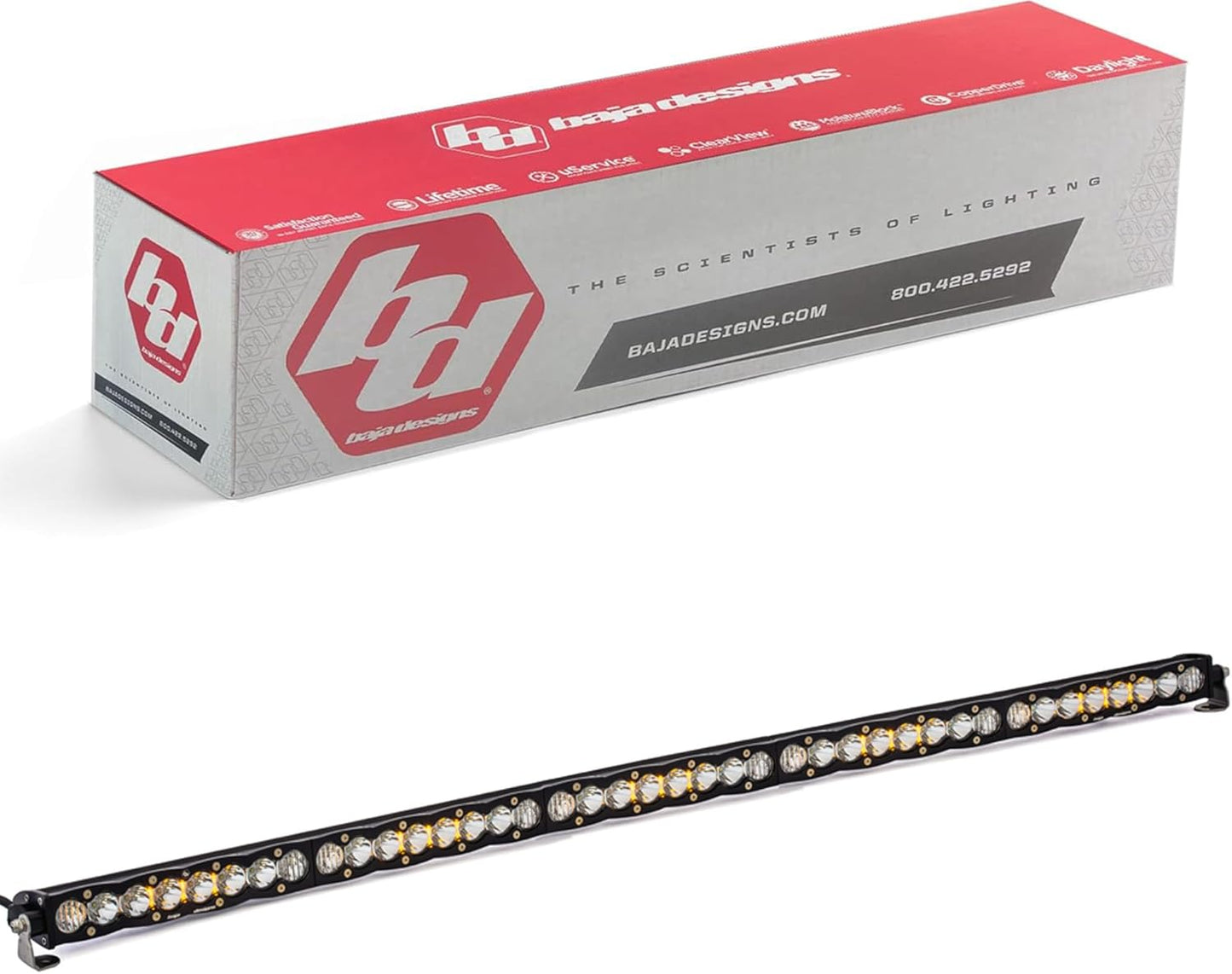 Baja Designs S8 LED 50" Light Bar - Slim Off-Road LED Light Bar for Trucks, Wranglers, 4x4, UTV, ATV - Amber Backlight (Driving/Combo; Clear Lens)