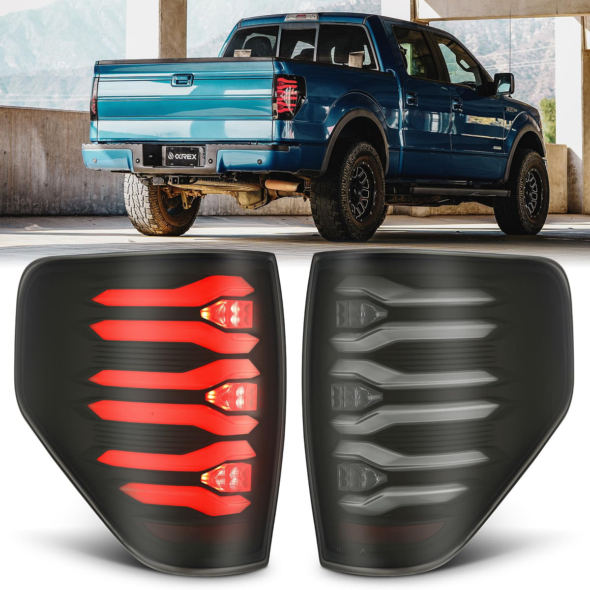 AlphaRex USA 0914 F150 Luxxseries LED Tail Lights Black - 653070