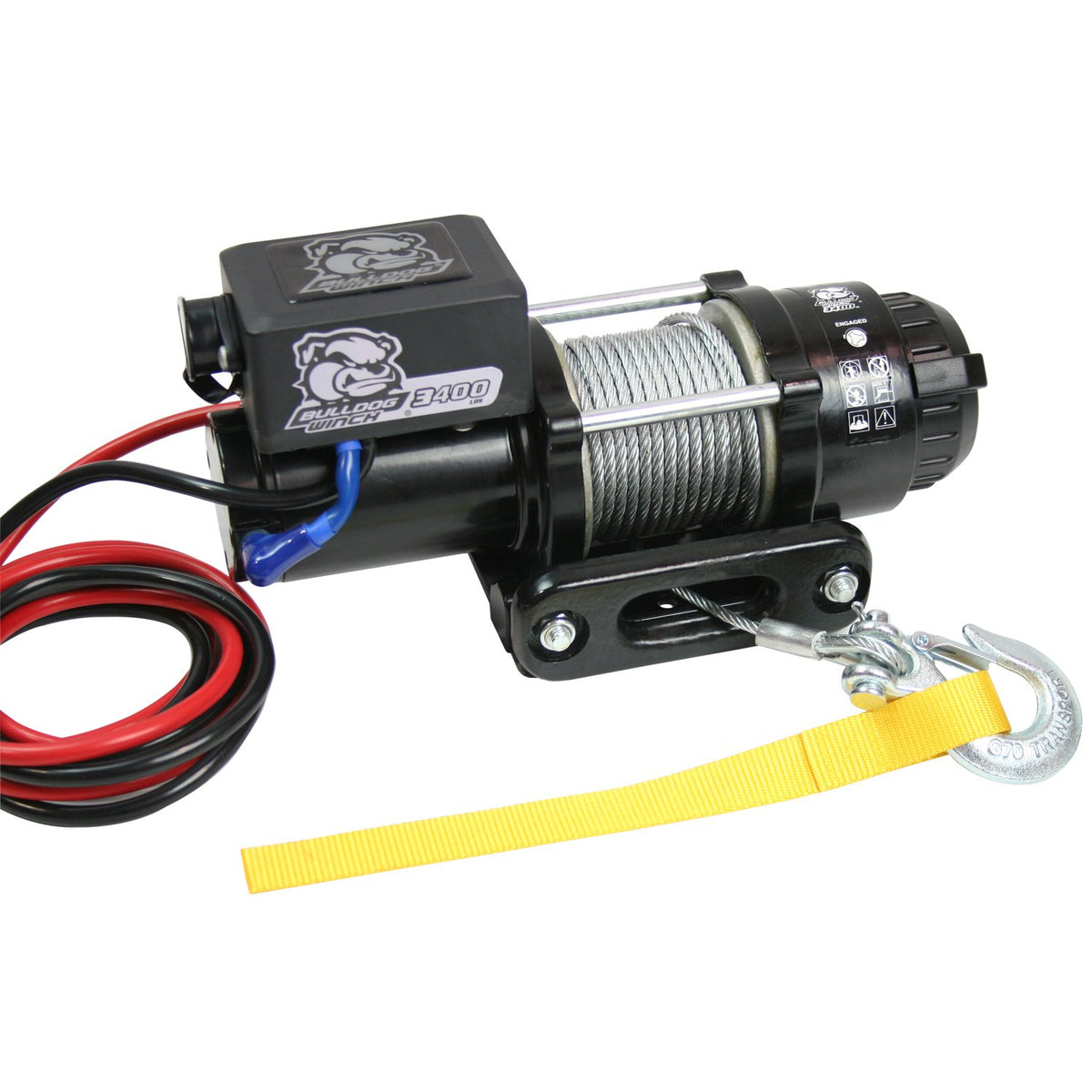 Bulldog Winch / Power Mountain 3400LB TRAILER/UTILITY Winch 45ft Wire Rope Roller Frld Mnt Plate - 15017