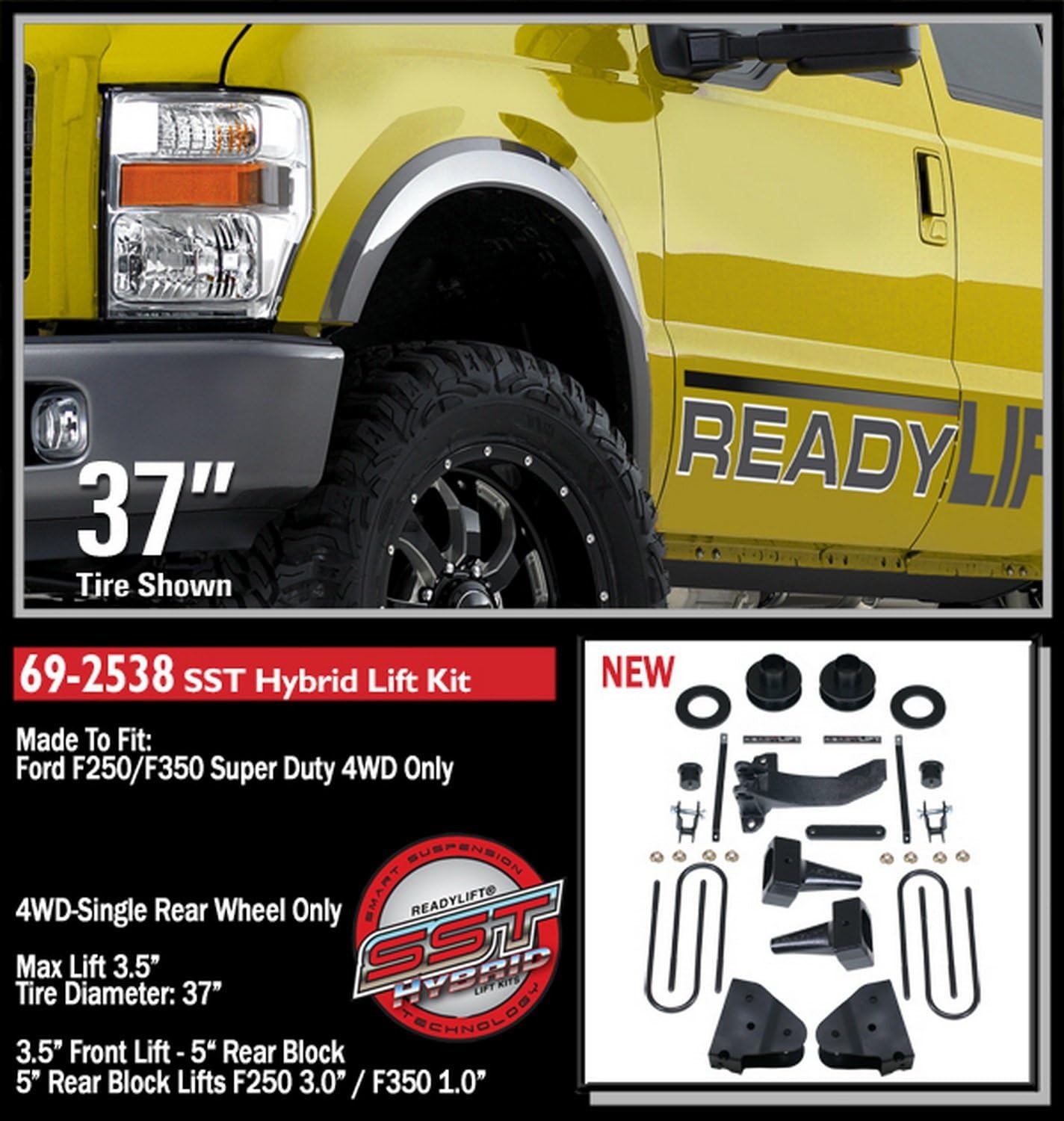 Readylift 692538 3.5" Lift for F2/350 05-7, Silver