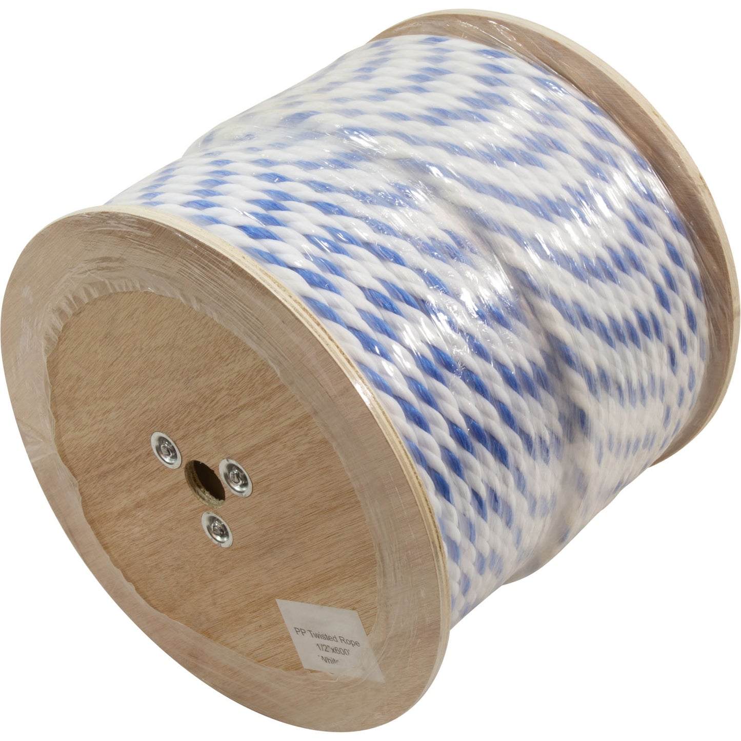 Polypropylene Rope, 1/2"dia, 2 White 1 Blue Strand, 600ft