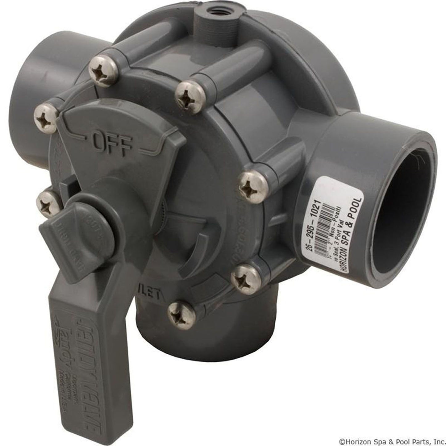 Diverter Valve,Jandy/Zod, 1-1/2"s/2"spg Non-Pos, 3 Port, Gry