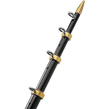 TACO Marine Aluminum Tele-Outrigger Poles (Color: Silver w/Gold Rings, Size: 1-1/2" x 15')