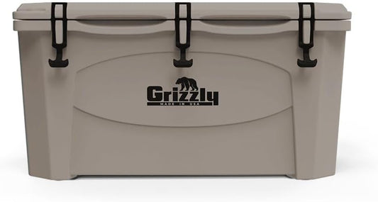Grizzly 75 Cooler | 75 qt Ice Chest Durable Rotomolded Insulated | Made in USA | Warranty for Life | for Beach Boat Camping Fishing Hunting | G75