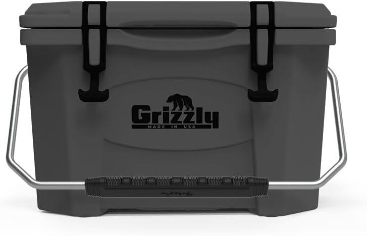 Grizzly 20 Cooler | 20 qt Ice Chest Durable Rotomolded Insulated | Made in USA | Warranty for Life | For Beach Boat Camping Fishing Hunting | G20