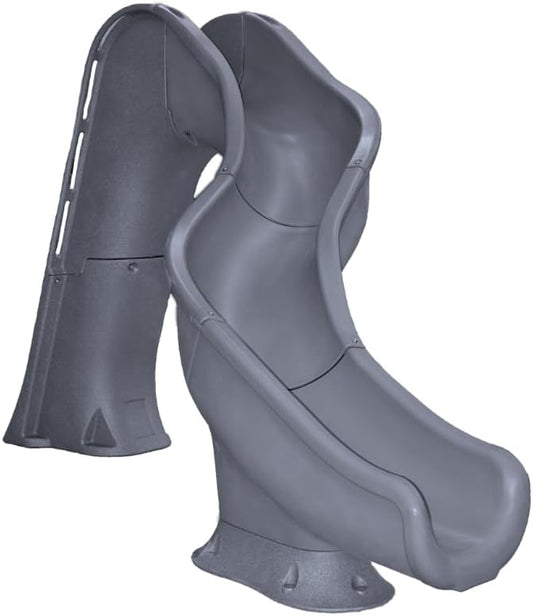 Global Pool Products RIP Tide Inground Swimming Pool Water Slide Deck Mounted Right Curve Turn Grey GPPSRT-Grey-R