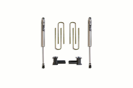 MAX TRAC SUSPENSION'S Part# 904140F is A Rear Box KIT Including 4" Lift Blocks, U-Bolts & A Pair of Fox 2.0 Performance Series Rear Shocks