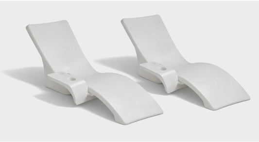 Global Pool Products 2 Lounge Chairs with Connecting Table - Outdoor Chaise Lounge - Patio Lounge Chair with Table for All Pool Types - White