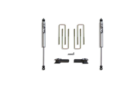MAX TRAC SUSPENSION'S Part# 903120F is A Rear Box KIT Including 2" Lift Blocks, U-Bolts & A Pair of Fox 2.0 Performance Series Rear Shocks