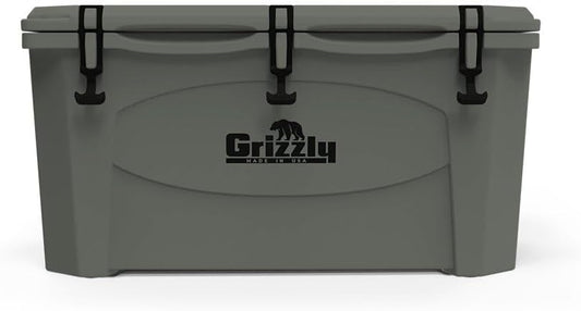 Grizzly 75 Cooler | 75 qt Ice Chest Durable Rotomolded Insulated | Made in USA | Warranty for Life | for Beach Boat Camping Fishing Hunting | G75