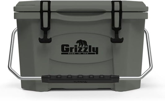 Grizzly 20 Cooler | 20 qt Ice Chest Durable Rotomolded Insulated | Made in USA | Warranty for Life | For Beach Boat Camping Fishing Hunting | G20