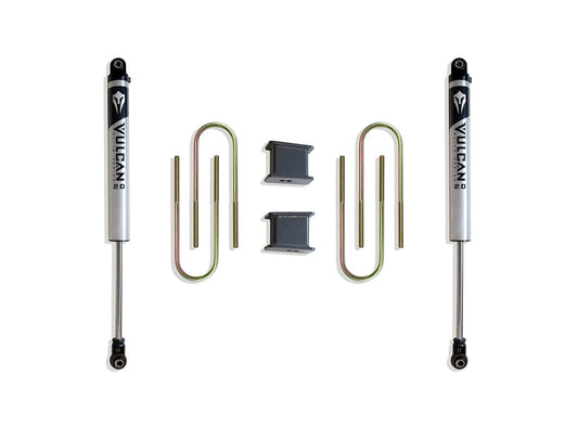 MAX TRAC SUSPENSION'S Part# 902140V is A Rear Box KIT Including 4" Lift Blocks, U-Bolts & A Pair of Vulcan Series Shocks