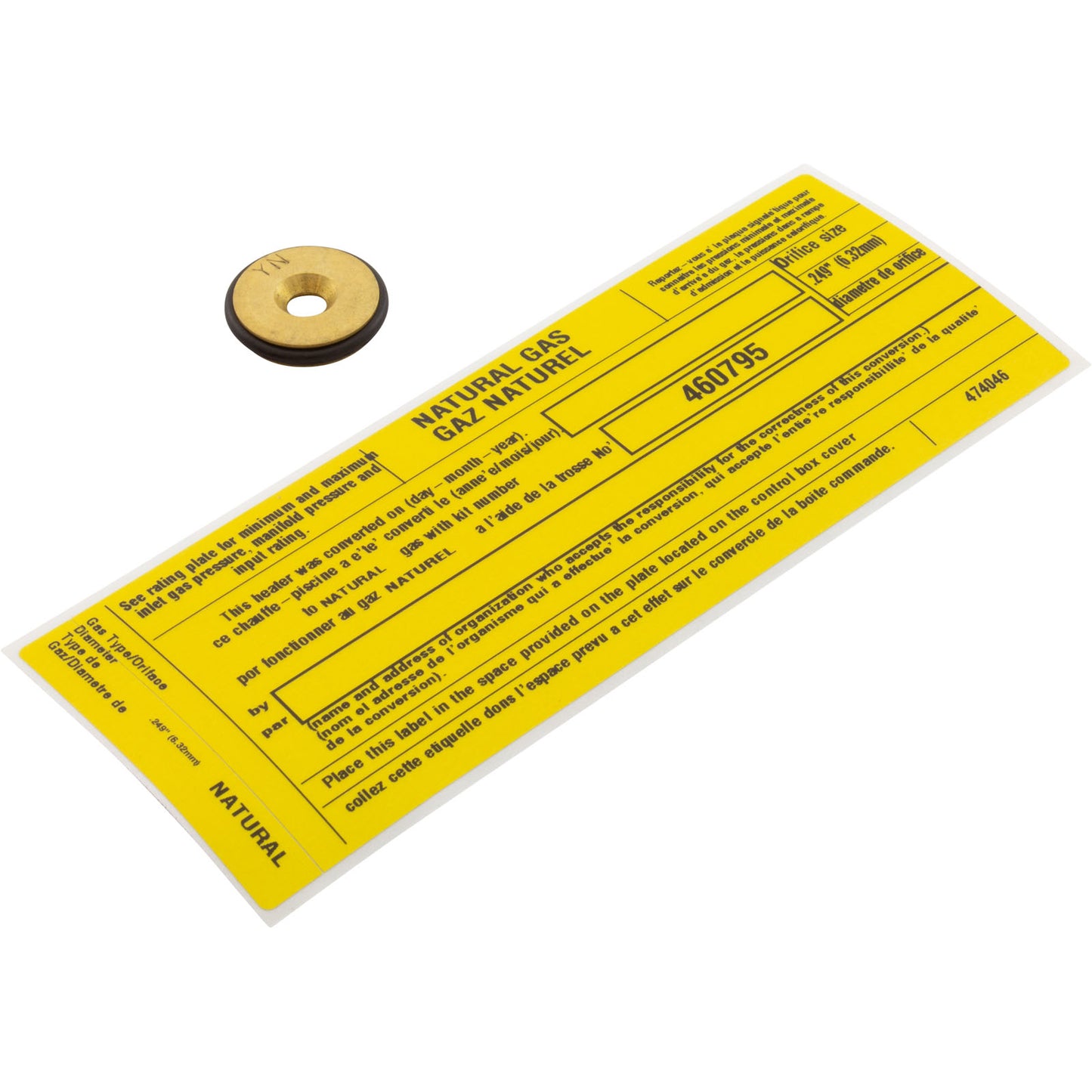 Conversion Kit, Pentair MasterTemp 175, LP to Nat.