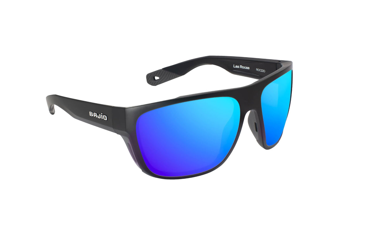 Bajio Sunglasses Las Rocas Blue Mirror Glass Black Matte - ROC220011