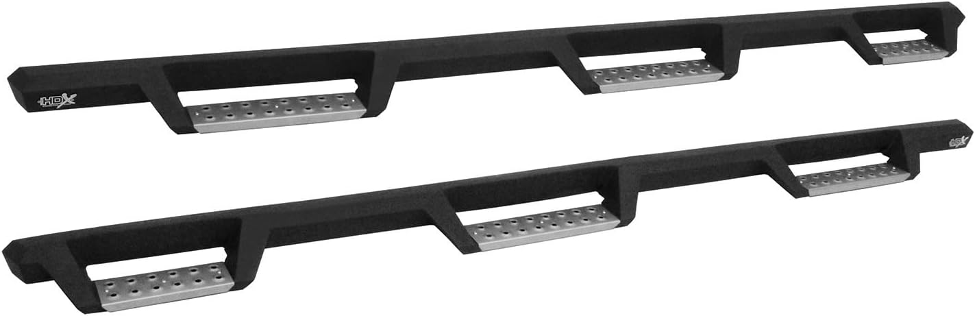 Westin 56-5346852 HDX Stainless Drop Wheel to Wheel Nerf Bars fits 2019-2025 Silverado Sierra 1500 Crew Cab 5'5" Bed (Exc 2019 Silverado LD/Sierra 1500 Limited) Textured Black Pair