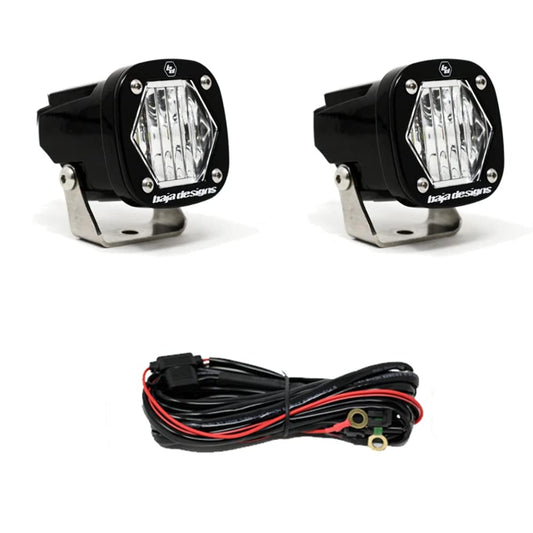 Baja Designs S1 LED Auxiliary Light Pods - Universal Fit with Wiring Harness, 2 LEDs (Wide Cornering; Clear)