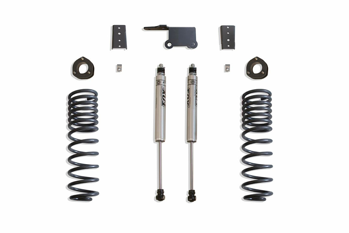 MaxTrac SUSPENSION'S Part# 902740F is A Rear Box KIT Including 3" STRUT SPACERS, 4" Rear Lift COILS, TRAC BAR Bracket, SWAY BAR Brackets & A Pair of Fox 2.0 Performance Series Rear Shocks