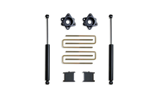 MAX TRAC SUSPENSION'S Part# 901940 is A 4" Rear Box KIT Including 3" Lift STRUT SPACERS, 4" Lift Blocks, U-Bolts & A Pair of Rear MAXTRAC Shocks