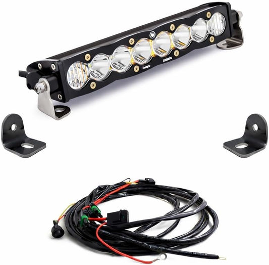 Baja Designs S8 10-inch LED Bar Hood Mount Light Kit for Polaris RZR XP Turbo 2019-21, RZR Turbo S 2018-21 UTV (Driving/Combo, Clear)