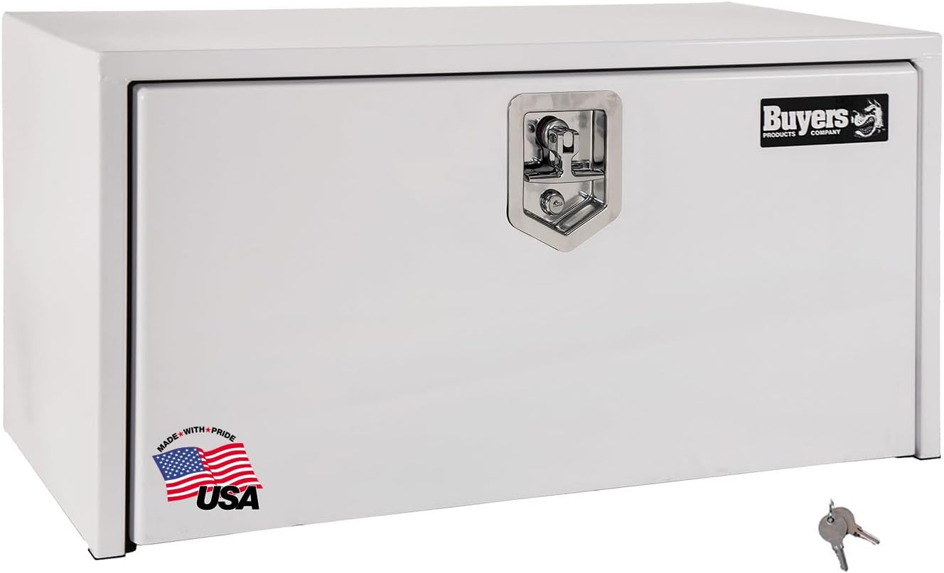 Buyers Products 1704405 White Steel Underbody Truck Tool Box, 24 x 24 x 36, Made in USA, 14 Ga Steel, Locking Stainless Latch, Weather-Resistant, Powder-Coated, Secure Storage for Work Trucks