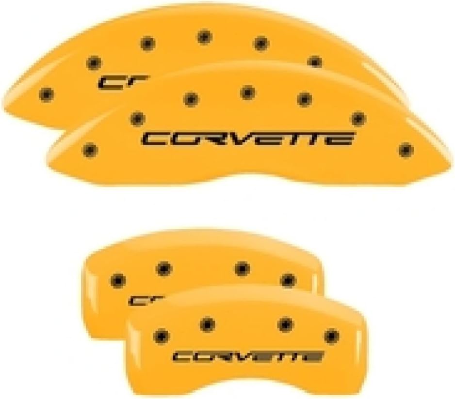 MGP Brake Caliper Covers for 2005-2013 Chevrolet Corvette - C6 Z51 Package - Yellow Powder-Coated Finish, Engraved Corvette Logo, Front and Rear Aluminum Caliper Covers (Set of 4)