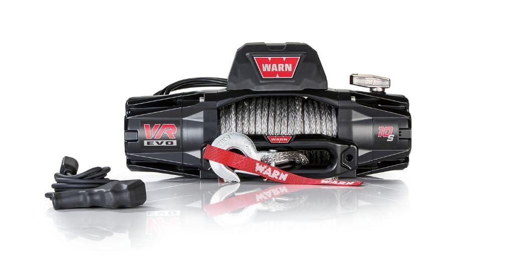 WARN VR EVO 10-S Electric 12V Winch â€“ 10,000 lb Pull Capacity, Synthetic Rope, IP68 Waterproof, High-Performance Off-Road Recovery Winch for Trucks, Jeeps, and SUVs