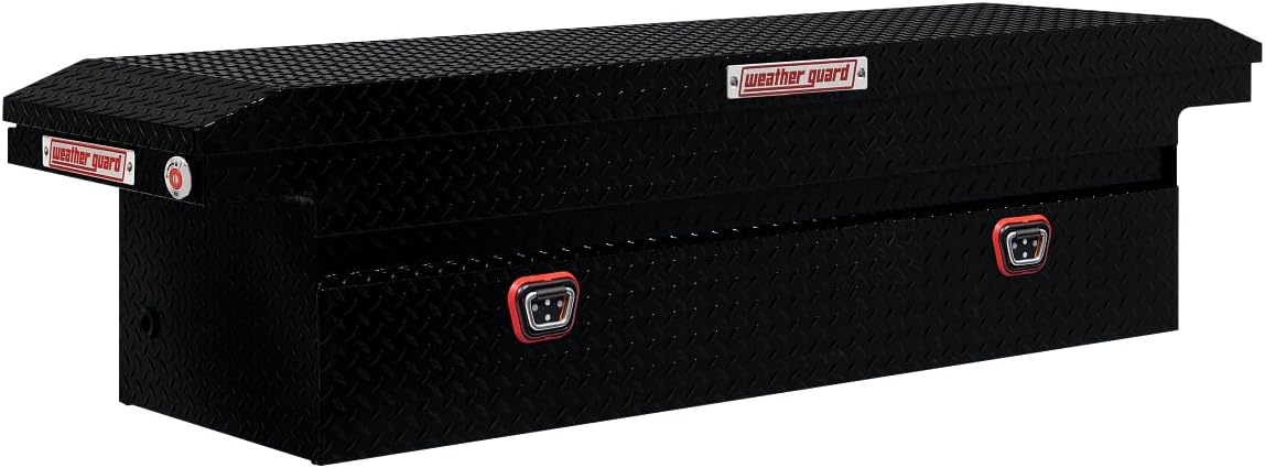 Weather Guard Model 121-5-04 Saddle Truck Box, Aluminum, for Full Size Trucks, Low Profile, Gloss Black, 11.0 cu ft Capacity