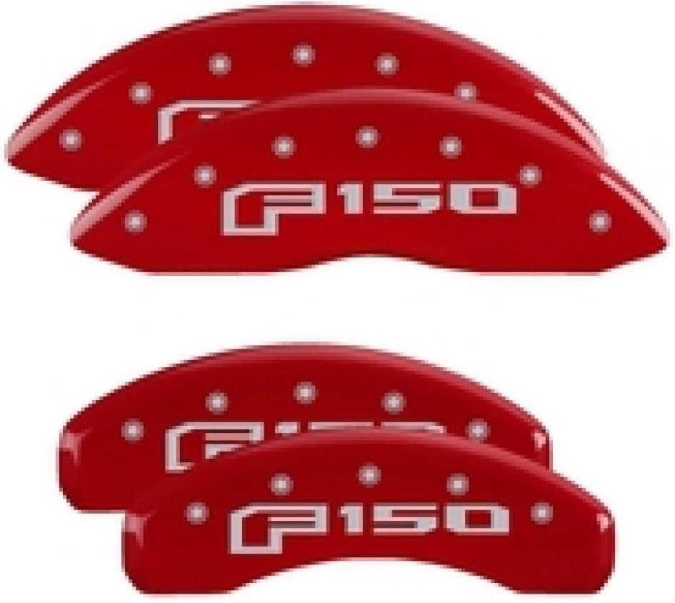 MGP Brake Caliper Covers for 2015-2020 Ford F-150, 2018-2020 Ford Expedition (Requires 18"+ Wheels) Red Powder-Coated Finish, Aluminum Front and Rear Caliper Covers (F-150 Engraving; Set of 4)