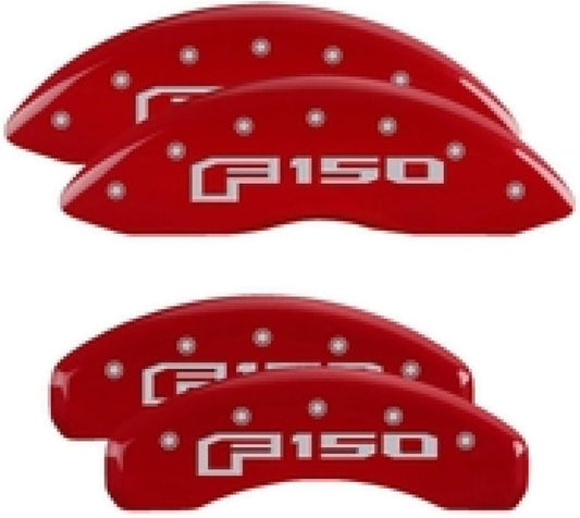 MGP Brake Caliper Covers for 2015-2020 Ford F-150, 2018-2020 Ford Expedition (Requires 18"+ Wheels) Red Powder-Coated Finish, Aluminum Front and Rear Caliper Covers (F-150 Engraving; Set of 4)