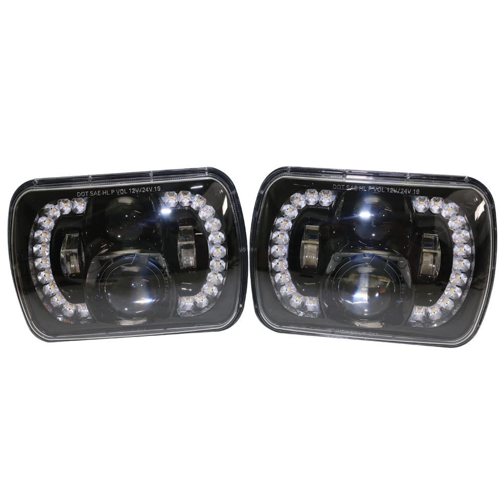 Race Sport Lighting Headlight Lens Fit 5x7 60-Watt BlackedOut Sealed beam Conversion Headlight DRL RS5X7SSB